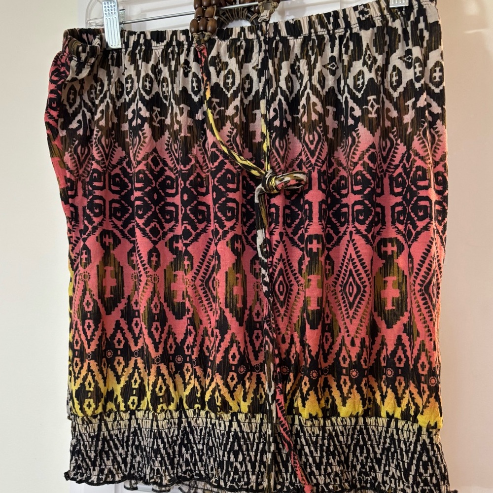 Lane Bryant Pink and Brown Halter Top with Geometric Pattern